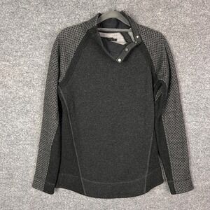 Prana Women's Gray Long Sleeve Snap Button Mock Neck Pullover Top‎ Small